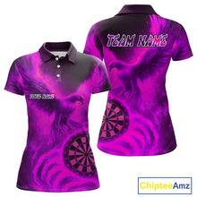 Load image into Gallery viewer, Women's Darts Polo Shirt Personalized Flaming Phoenix Dartboard Darts Jersey | Pink NYN1028