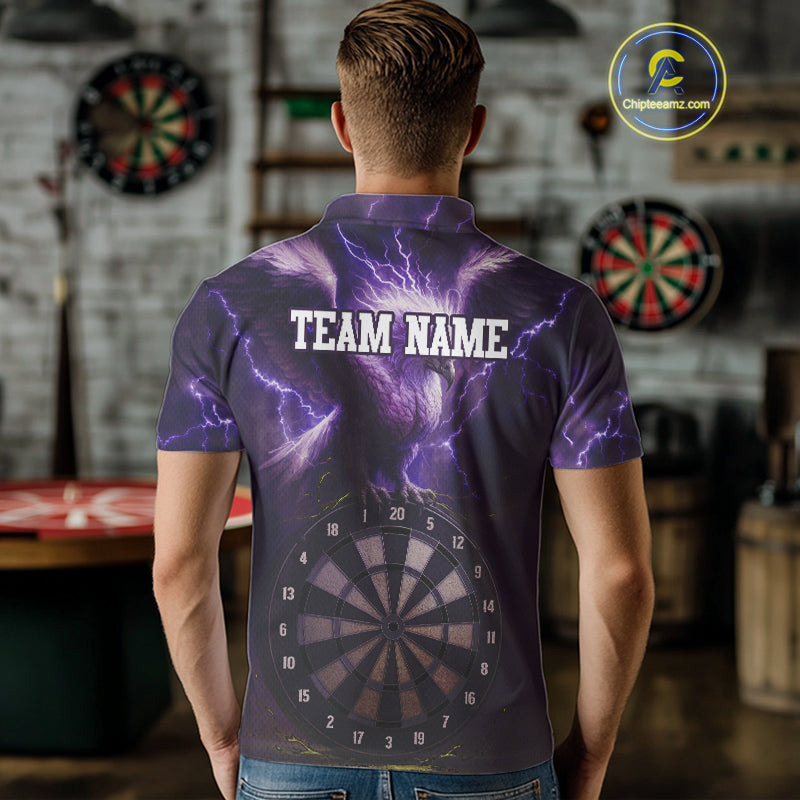 Custom Lightning Purple Eagle Dartboard Men Dart Shirt Outfits Dart Team Jerseys NYN1066