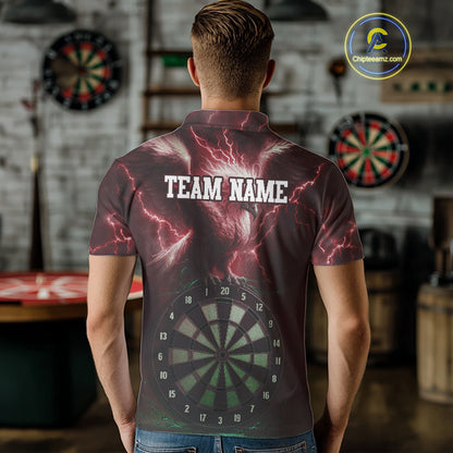 Custom Lightning Red Eagle Dartboard Men Dart Shirt Outfits Dart Team Jerseys NYN1067