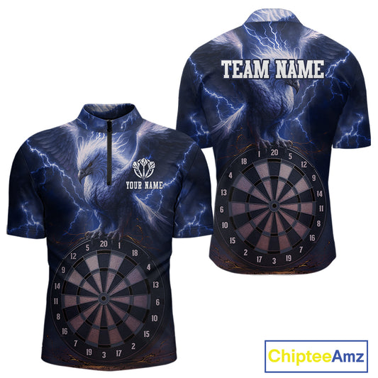 Custom Lightning Blue Eagle Dartboard Men Dart Shirt Outfits Dart Team Jerseys NYN1068