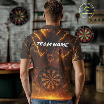 Yellow Custom Lightning Dragon Skull Dart Shirts For Men Outfit Dart Dragon Jerseys NYN1057
