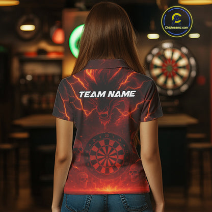 Red Custom Lightning Dragon Skull Dart Shirts For Women Outfit Dart Dragon Jerseys NYN1058