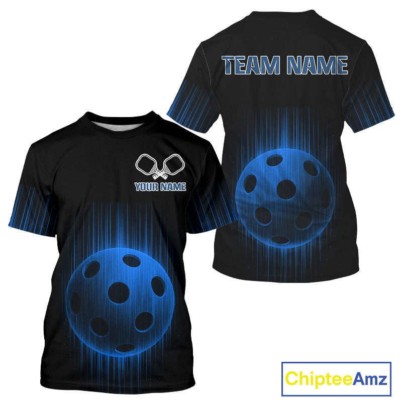 Pickleball T-Shirt For Men Custom Glitch Streaks Pickleball, Pickleball Gift | Blue NYN1082