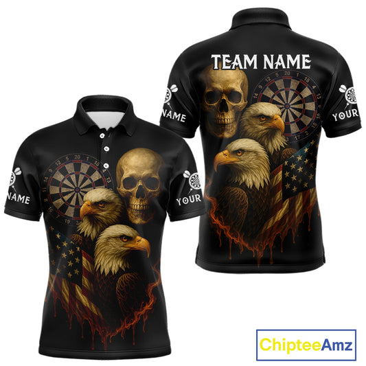 Custom Darts Shirt For Men Retro US Flag Patriotic Dart Jerseys, Vintage Dart Shirts NYN1123