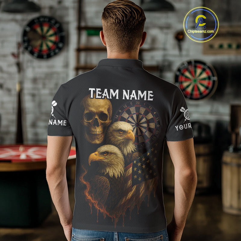 Custom Darts Shirt For Men Retro US Flag Patriotic Dart Jerseys, Vintage Dart Shirts NYN1123