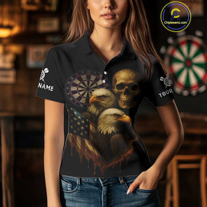 Custom Darts Shirt For Women Retro US Flag Patriotic Dart Jerseys, Vintage Dart Shirts NYN1123