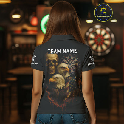 Custom Darts Shirt For Women Retro US Flag Patriotic Dart Jerseys, Vintage Dart Shirts NYN1123