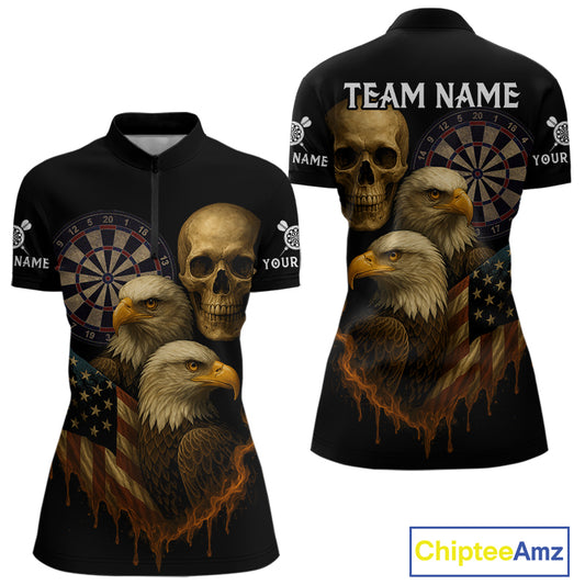 Custom Darts Shirt For Women Retro US Flag Patriotic Dart Jerseys, Vintage Dart Shirts NYN1123