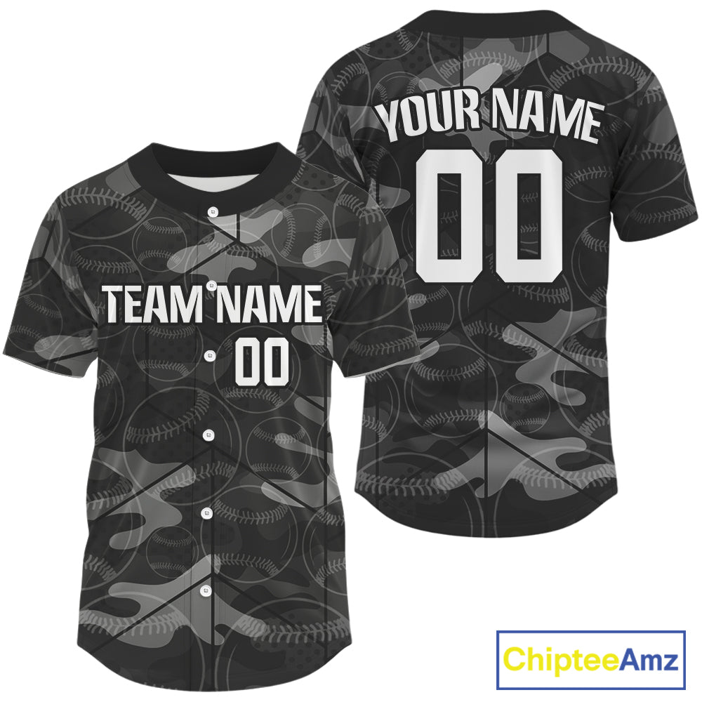 Custom Grey Camouflage Baseball Jersey For Men Personalized Youth Baseball Jerseys NYN1145