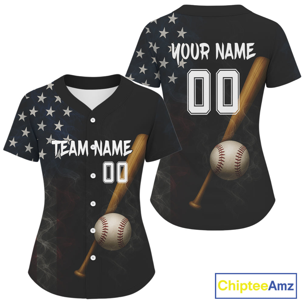 Women's Patriotic Baseball Jersey Custom Smoke US Flag Baseball, Youth Baseball Jerseys NYN1146