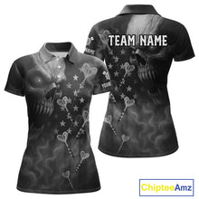 Load image into Gallery viewer, Custom Patriotic Women Darts Shirt Personalized US Flag Dart Arrows, Grey Outfits Dart Jerseys NYN1163