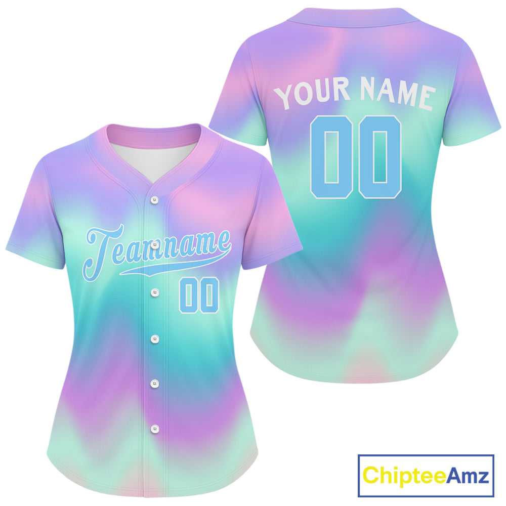 Personalized Holographic Baseball Jerseys Custom Baseball Jersey For Women & Youth NYN1210