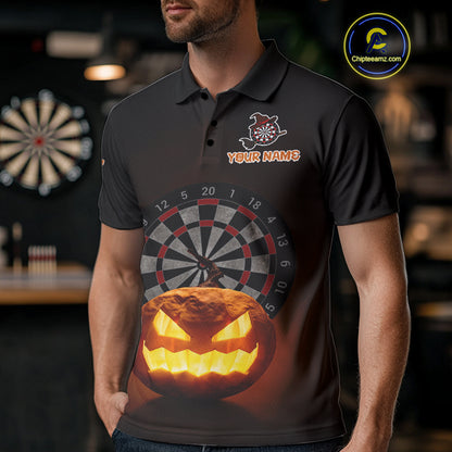 Custom Halloween Darts Shirt For Men Personalized Pumpkin Skull Halloween Darts Jerseys NYN1229