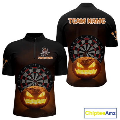 Custom Halloween Darts Shirt For Men Personalized Pumpkin Skull Halloween Darts Jerseys NYN1229