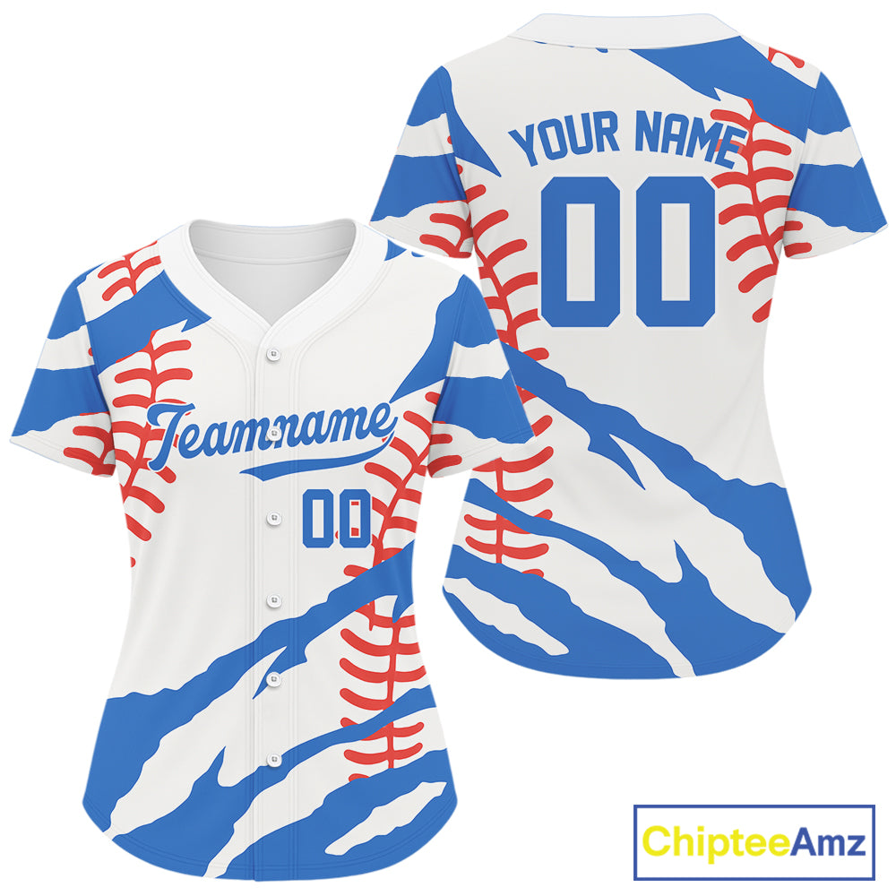 Custom White-Blue Retro Baseball Jersey For Women Youth Baseball Jersey Personalized NYN1256