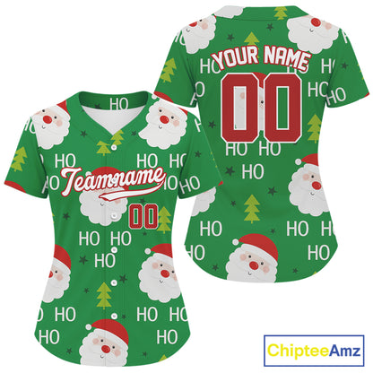 Custom Merry Christmas Baseball Jersey For Women Youth Baseball Jersey, Winter Xmas Gifts NYN1282