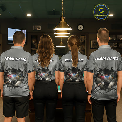 Funny Tornado Grey Billiard Ball Shirt For Men Personalized Thunder 8 Ball Pool Team Jersey NYN2985