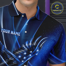 Load image into Gallery viewer, Blue Galaxy Eagle Bowling Shirt For Men Custom Polo Quarter-Zip Bowling Team Jersey NYN3680