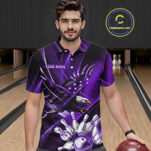 Load image into Gallery viewer, Purple Galaxy Eagle Bowling Shirt For Men Custom Polo Quarter-Zip Bowling Team Jersey NYN3681
