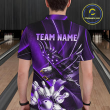 Load image into Gallery viewer, Purple Galaxy Eagle Bowling Shirt For Men Custom Polo Quarter-Zip Bowling Team Jersey NYN3681