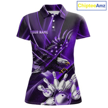 Load image into Gallery viewer, Purple Galaxy Eagle Bowling Shirt For Women Custom Polo Quarter-Zip Bowling Team Jersey NYN3681