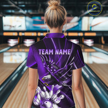 Load image into Gallery viewer, Purple Galaxy Eagle Bowling Shirt For Women Custom Polo Quarter-Zip Bowling Team Jersey NYN3681