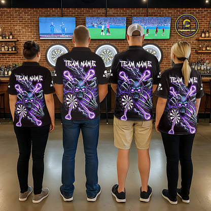 Personalized Purple Skeleton Thunder Lightning Men Dart Quarter- Zip Shirt Skull Dart Jerseys NYN2119