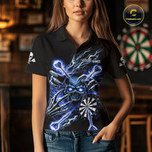 Load image into Gallery viewer, Personalized Blue Skeleton Thunder Lightning Women Dart Polo Shirts Skull Dart Jerseys NYN2120