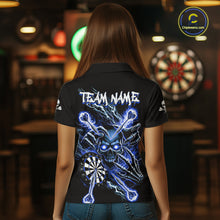 Load image into Gallery viewer, Personalized Blue Skeleton Thunder Lightning Women Dart Polo Shirts Skull Dart Jerseys NYN2120