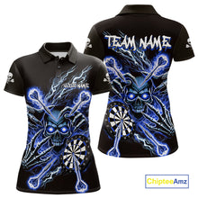 Load image into Gallery viewer, Personalized Blue Skeleton Thunder Lightning Women Dart Polo Shirts Skull Dart Jerseys NYN2120