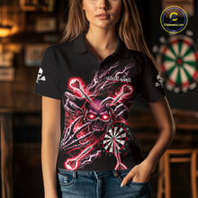 Load image into Gallery viewer, Personalized Red Skeleton Thunder Lightning Women Dart Polo Shirts Skull Dart Jerseys NYN2121