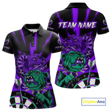 Load image into Gallery viewer, Custom Purple Neon Fierce Bulldog Thunder Women Darts Polo Shirt Funny Dart League Jerseys NYN2126