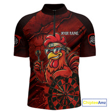 Load image into Gallery viewer, Red Splatter Rooster Darts Polo &amp; 1/4-Zip Shirt For Men Custom Funny Dart Jersey For Darters NYN3005