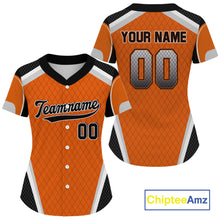 Load image into Gallery viewer, Personalized Black And Orange Baseball Ball Shirt For Women Baseball Jerseys Gifts NYN1597
