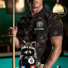 Load image into Gallery viewer, Billiard 8 Ball Raccoon Funny Pool Shirt For Men Custom Brown Brush Team Billiard Attire NYN3444