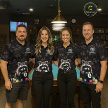 Load image into Gallery viewer, Billiard 8 Ball Raccoon Funny Pool Shirt For Men Custom Brown Brush Team Billiard Attire NYN3444