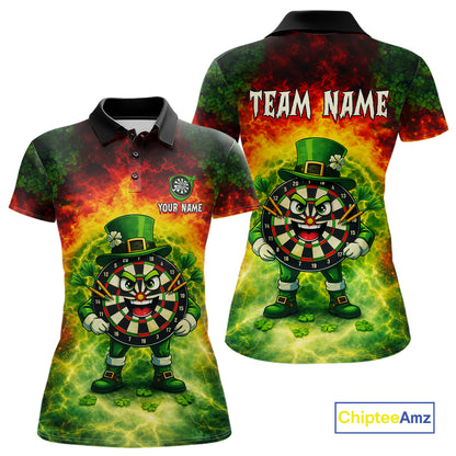 Funny Shamrock Dartboard & Arrow Women Darts Polo Shirt Custom St Patrick's Day Dart League Shirt NYN2650