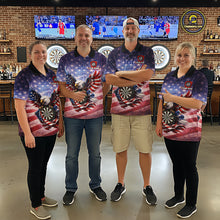 Load image into Gallery viewer, American Flag Eagle Dartboard &amp; Arrow Men Darts Polo Shirt Custom Patriotic Dart Team Shirt NYN2659