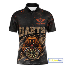 Load image into Gallery viewer, Personalized Funny Bear Grunge Camouflage Darts Polo &amp; 1/4-Zip Shirts For Men Dart Team Jerseys NYN2814