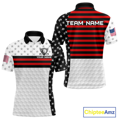 American Flag Mens Golf Polo Shirt Custom Black And Red Patriotic Golf Team Shirt Golf Tops NYN4041
