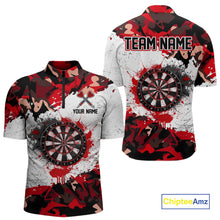 Load image into Gallery viewer, Personalized Red And White Splatter Dartboard Camouflage Darts Shirts For Men Dart Team Jerseys NYN2823
