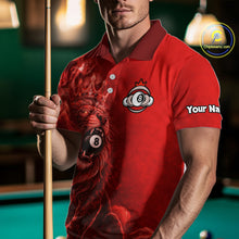 Load image into Gallery viewer, Personalized Red Grunge Smoke Crown Lion 8 Ball Pool Billiard Shirts For Men Billiard Attire Gifts NYN2826