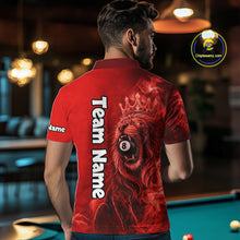 Load image into Gallery viewer, Personalized Red Grunge Smoke Crown Lion 8 Ball Pool Billiard Shirts For Men Billiard Attire Gifts NYN2826