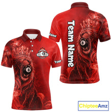 Load image into Gallery viewer, Personalized Red Grunge Smoke Crown Lion 8 Ball Pool Billiard Shirts For Men Billiard Attire Gifts NYN2826
