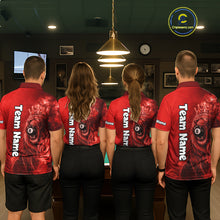 Load image into Gallery viewer, Personalized Red Grunge Smoke Crown Lion 8 Ball Pool Billiard Shirts For Men Billiard Attire Gifts NYN2826