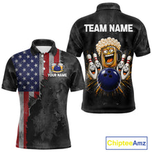 Load image into Gallery viewer, American Flag Grunge Patriotic Bowling Shirt For Men Custom Funny Beer Bowling Tournament Jersey NYN3748