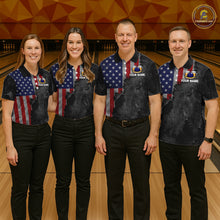 Load image into Gallery viewer, American Flag Grunge Patriotic Bowling Shirt For Women Custom Funny Beer Bowling Tournament Jersey NYN3748