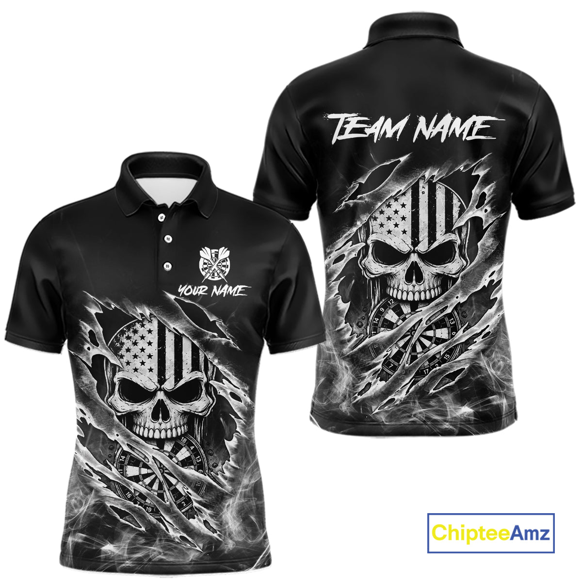 White Smokes Torn Dart Shirt Custom US Flag Skull Darts Team Outfits For Men, Darts Gifts NYN4073