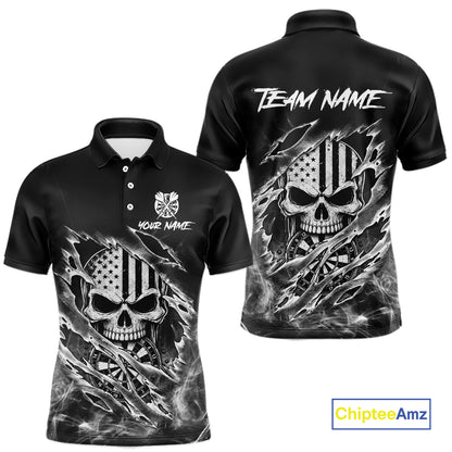 White Smokes Torn Dart Shirt Custom US Flag Skull Darts Team Outfits For Men, Darts Gifts NYN4073