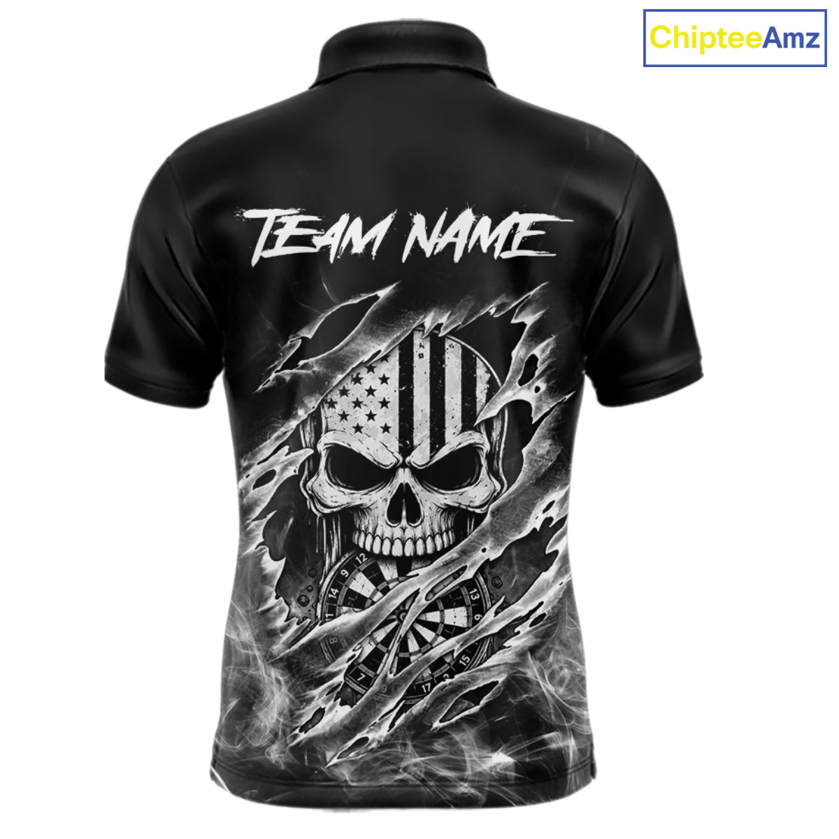 White Smokes Torn Dart Shirt Custom US Flag Skull Darts Team Outfits For Men, Darts Gifts NYN4073
